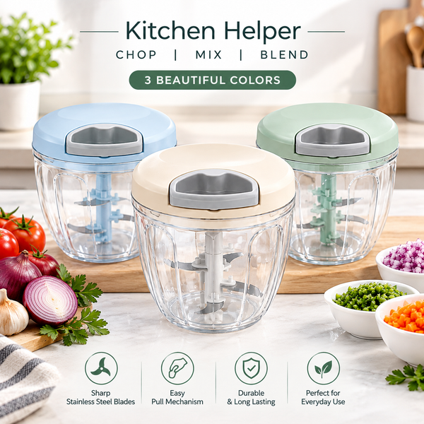 Eotia Hand Vegetable Chopper – 5 Blades, 900ml Pull-String Food Chopper