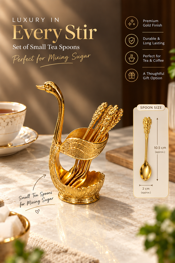 Golden Swan Spoon Holder with Decorative Spoon Set